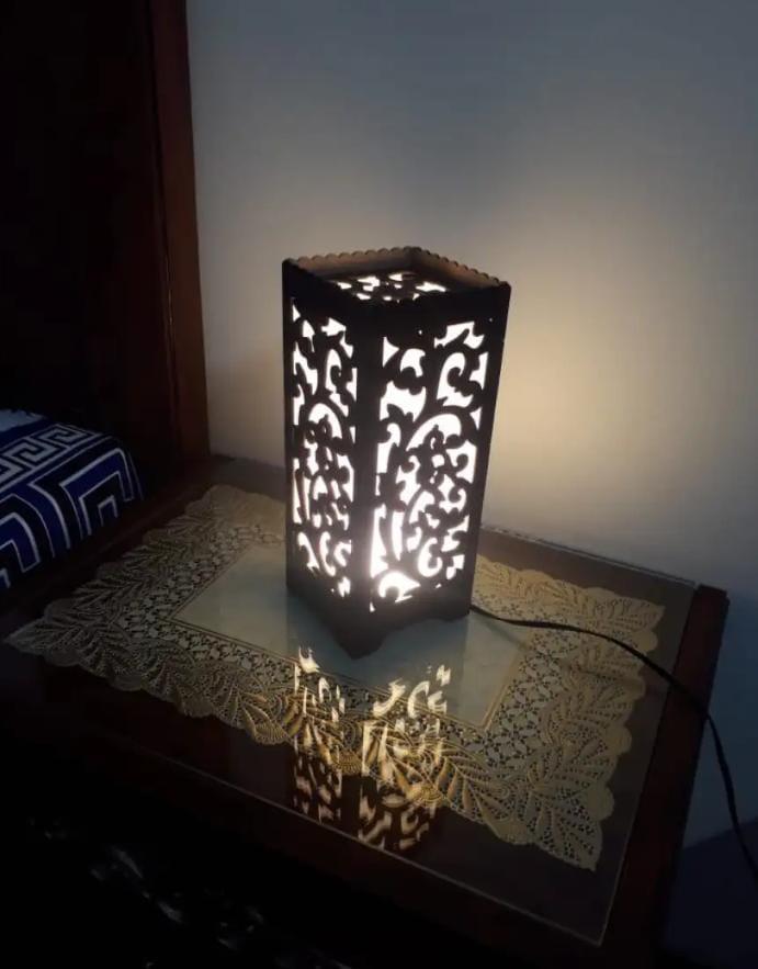 🌟 Unique 3D Wooden Lamp for Side Table
